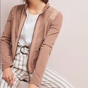 Anthropologie Marrakech Light Brown Stretch Moto Utility Jacket Size XS